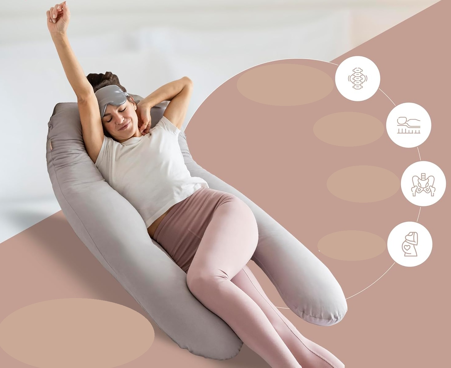 Poduszka ciążowa i do karmienia mimi kalu memory foam z maską do spania