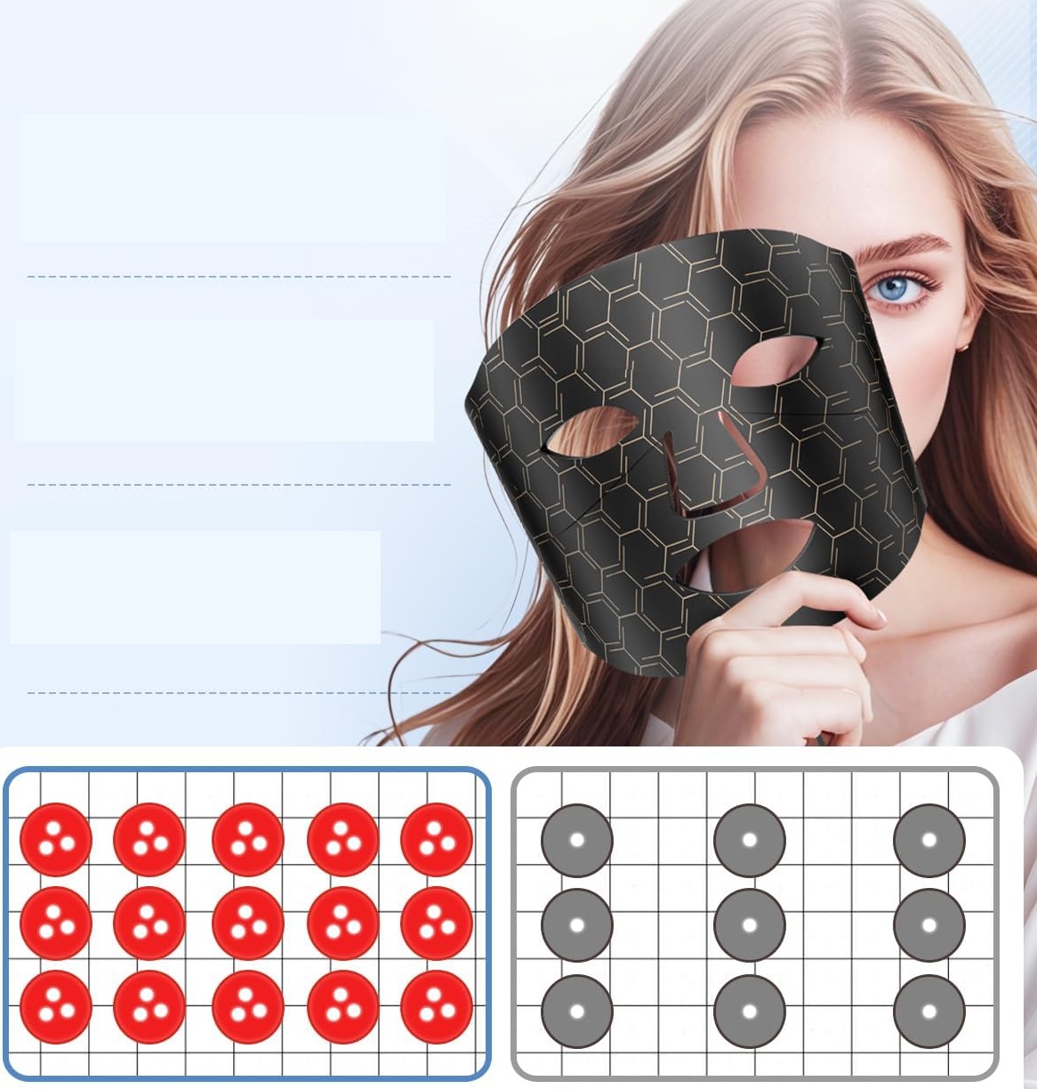 Maska do twarzy LED do terapii światłem KIMTAR na trądzik i zmarszczki