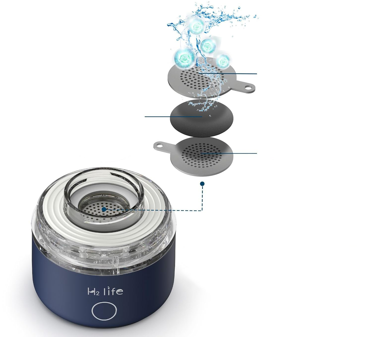 Używany ‎Butelka na wodę H2 Life SPE Pem Technology USB niebieska