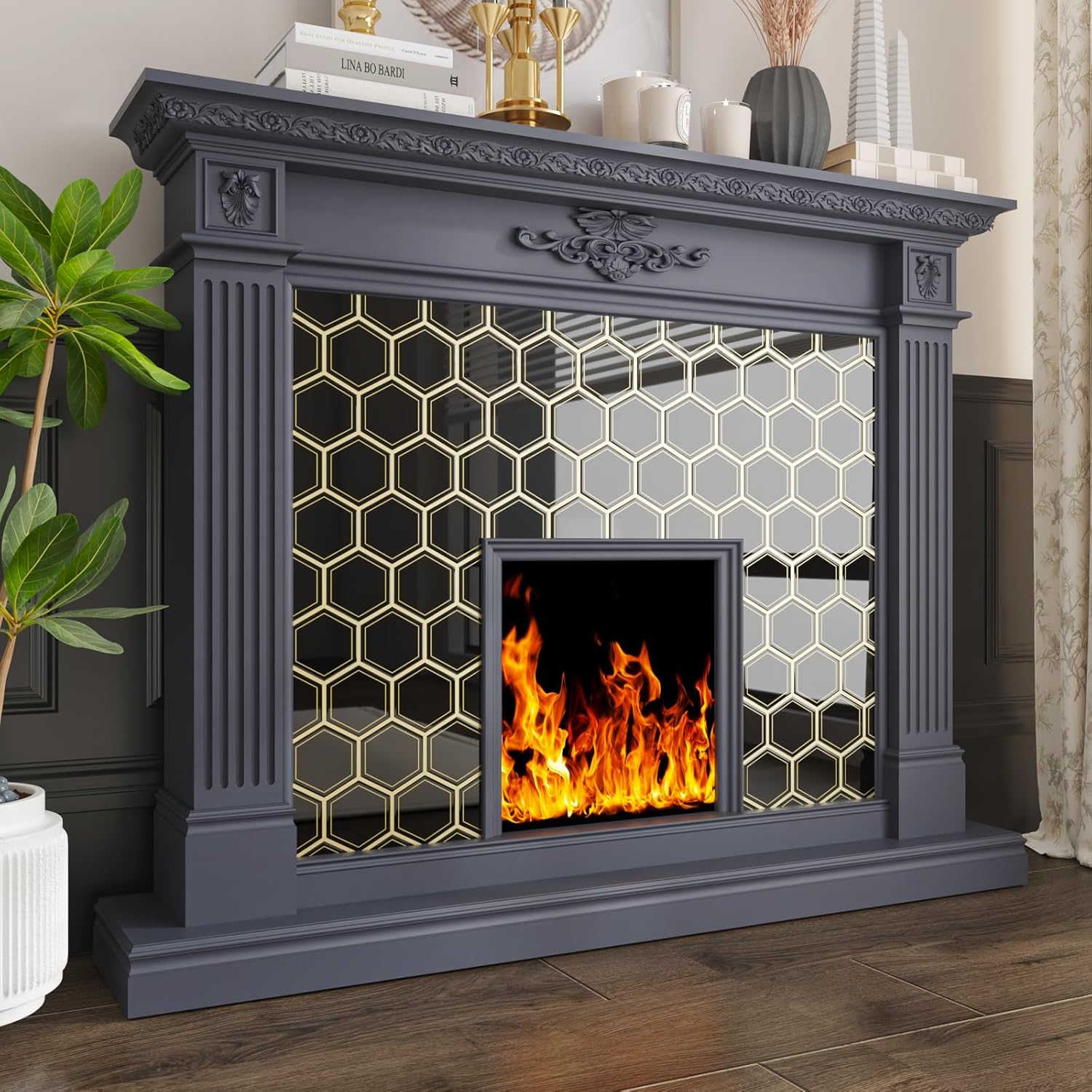 Naklejki ścienne 3D VaryPaper heksagonalne czarne 30,5x30,5 cm 20 szt.