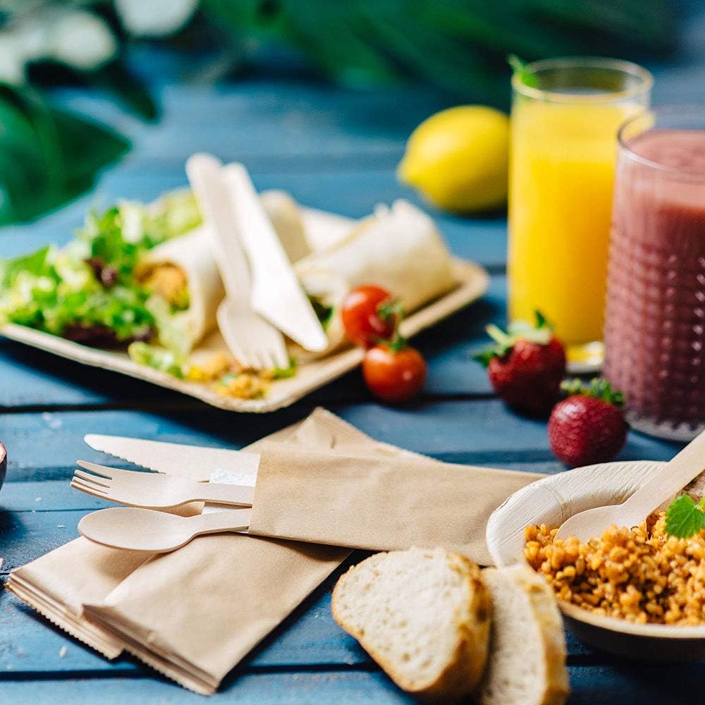 Sztućce drewniane widelec nóż łyżka biodegradowalne BIOZOYG 16cm 400 szt