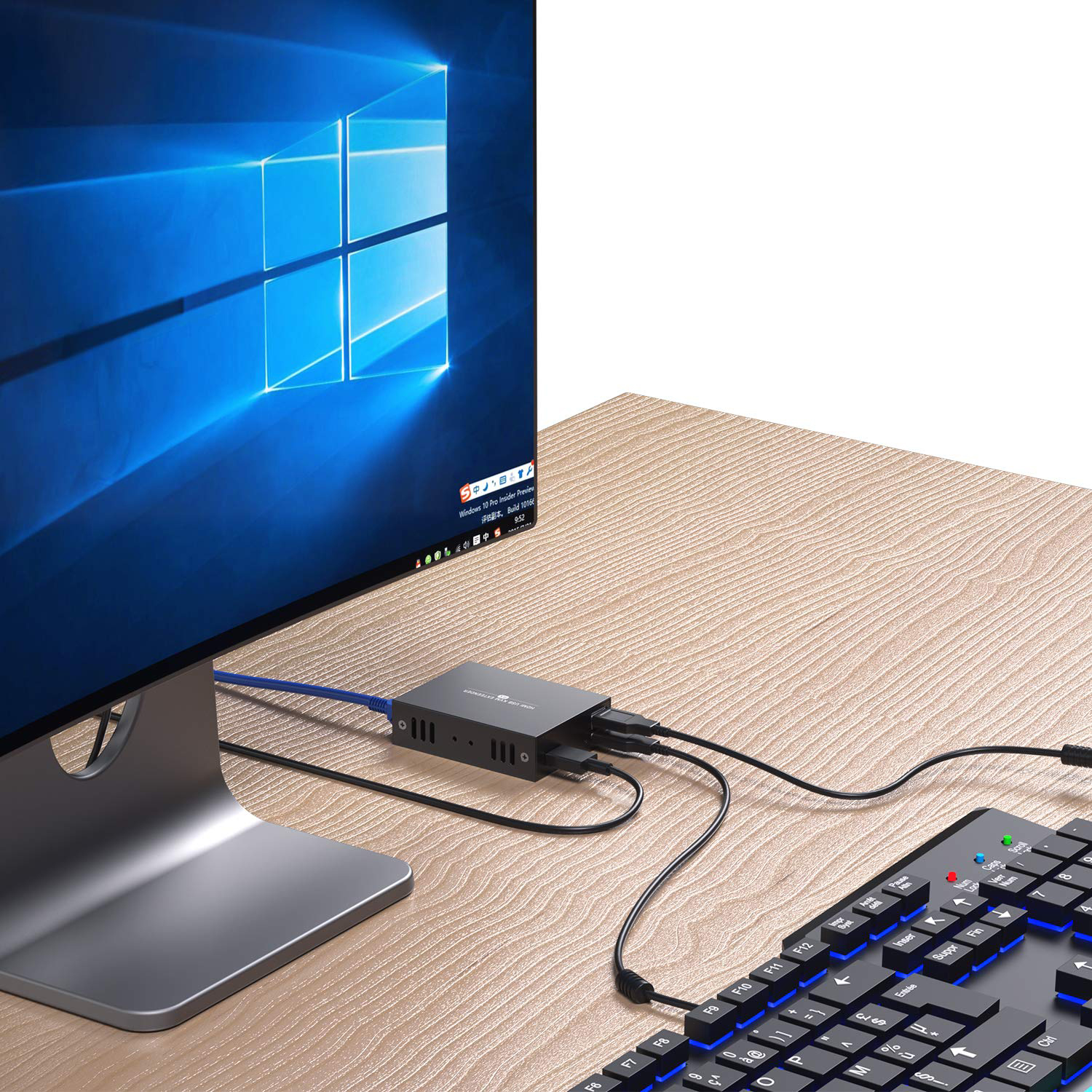 NIEKOMPLETNY Przedłużacz HDMI PWAYTEK KVM Ethernet 45m Cat5e/6 POWYSTAWOWY