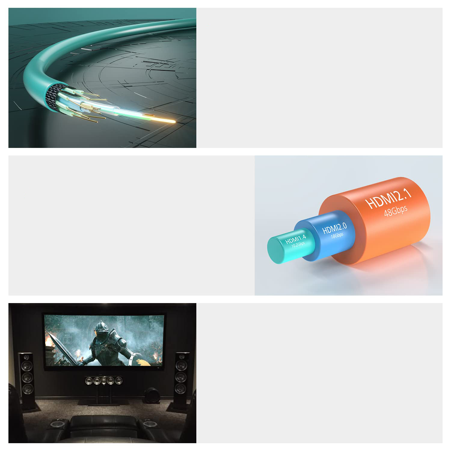 Kabel HDMI RUIPRO 10m, 8K, 48 Gbit/s, 4K120Hz, HDR/eARC/HDCP 2.2 / 3D