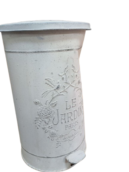 Kosz na śmieci zewnętrzny do ogrodu biały retro pedałowy POWYSTAWOWY