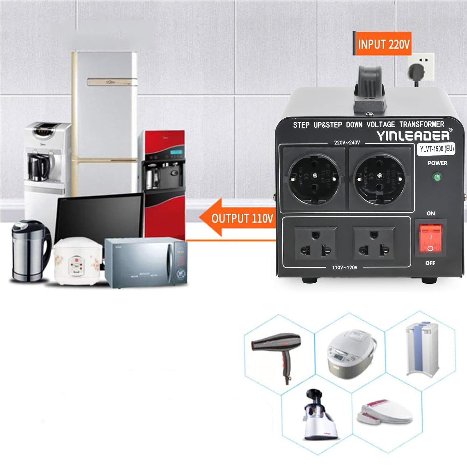 Przetwornica napięcia Yinleader VTEU-1500 transformator 110/220V 1500W