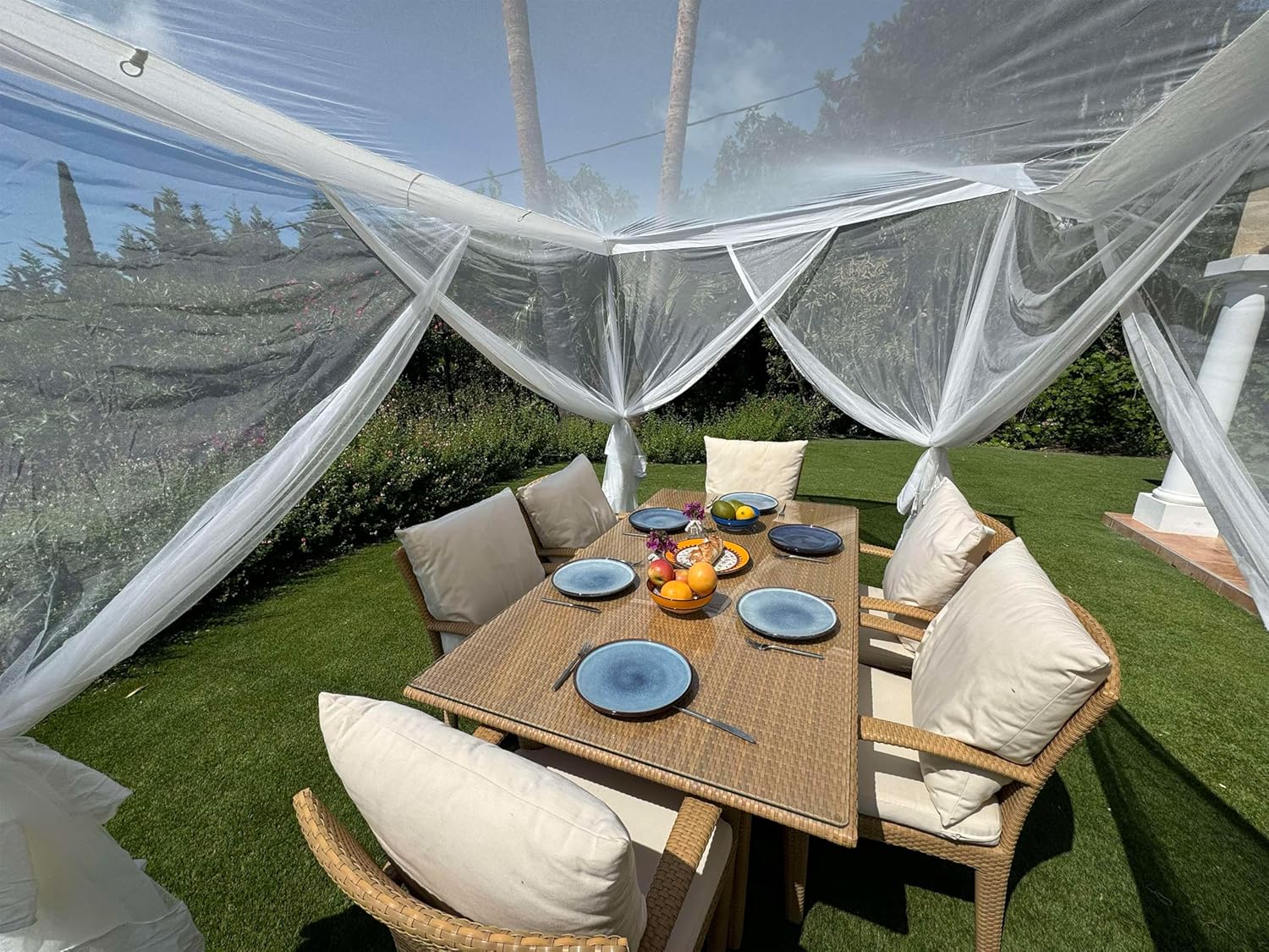 Moskitiera 4.5×2.5 m UB-STORE biała do tarasu altany i ogrodu POWYSTAWOWA