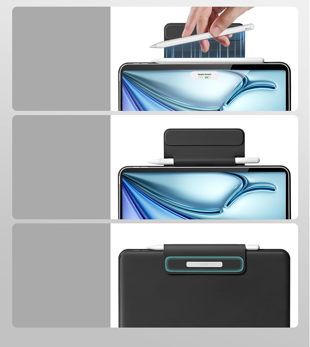 Czarne etui ESR 6B012A do iPada Air 11" (M2, 2024) z klawiaturą