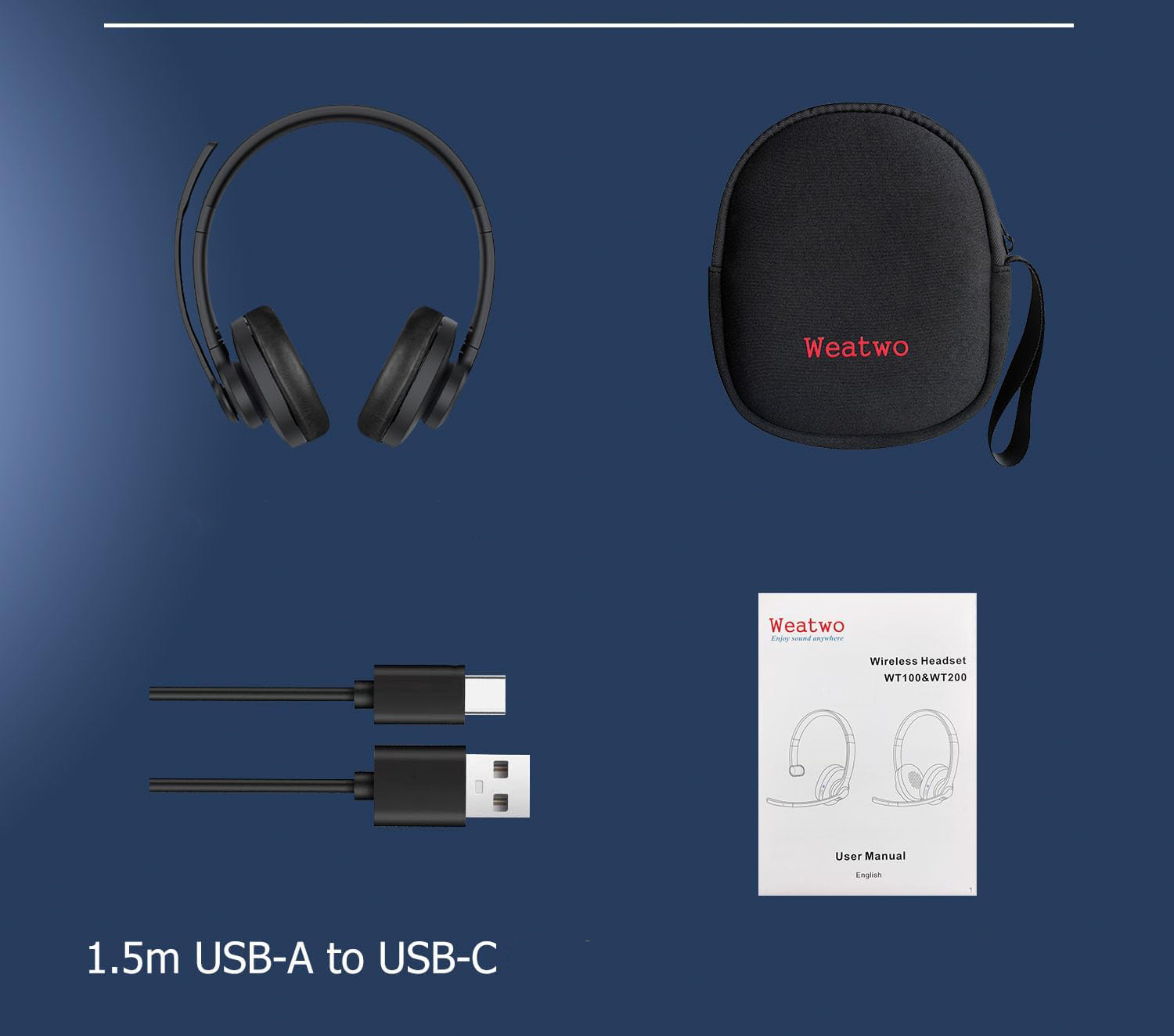 Weatwo Słuchawki Bluetooth z Podwójnym Mikrofonem CVC8.0 do Telefonów i PC