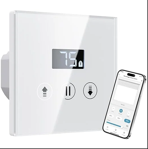 Przełącznik rolet inteligentny z wyświetlaczem LCD ALLEVOI 80x80 mm 6 szt