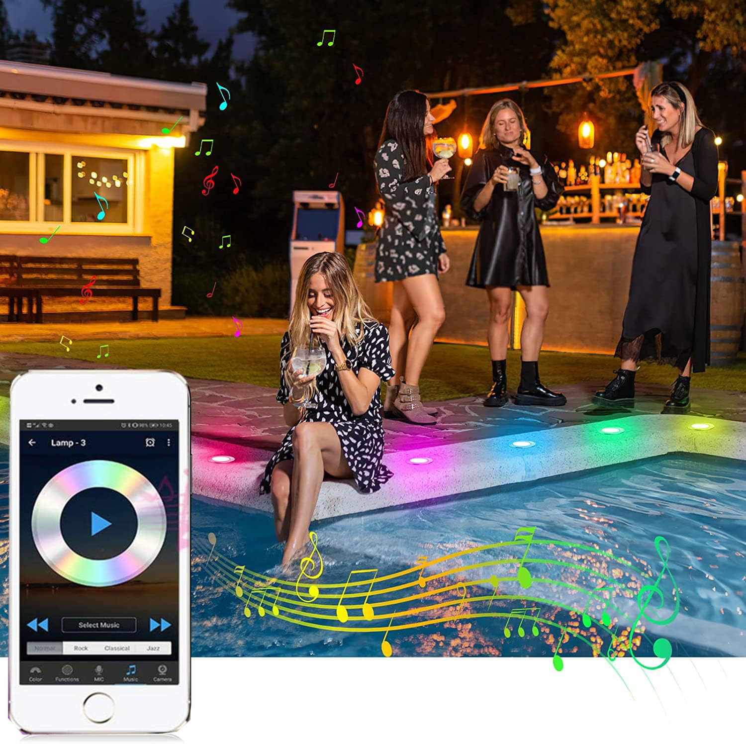 UŻYWANE Lampki tarasowe WiFi SUBOSI RGB LED 45mm IP67 z Alexa 10 szt