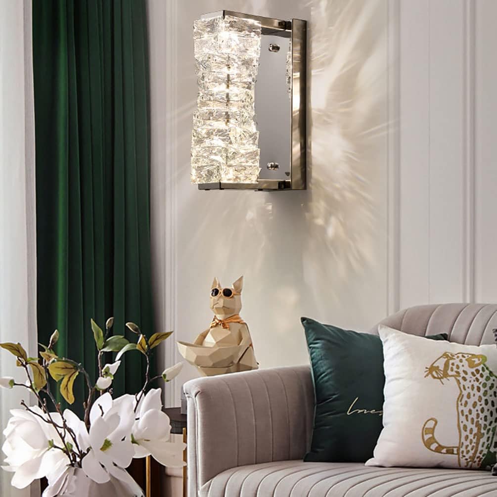 Lampa ścienna LED Sxtiger nowoczesna kryształowa regulowana srebrna