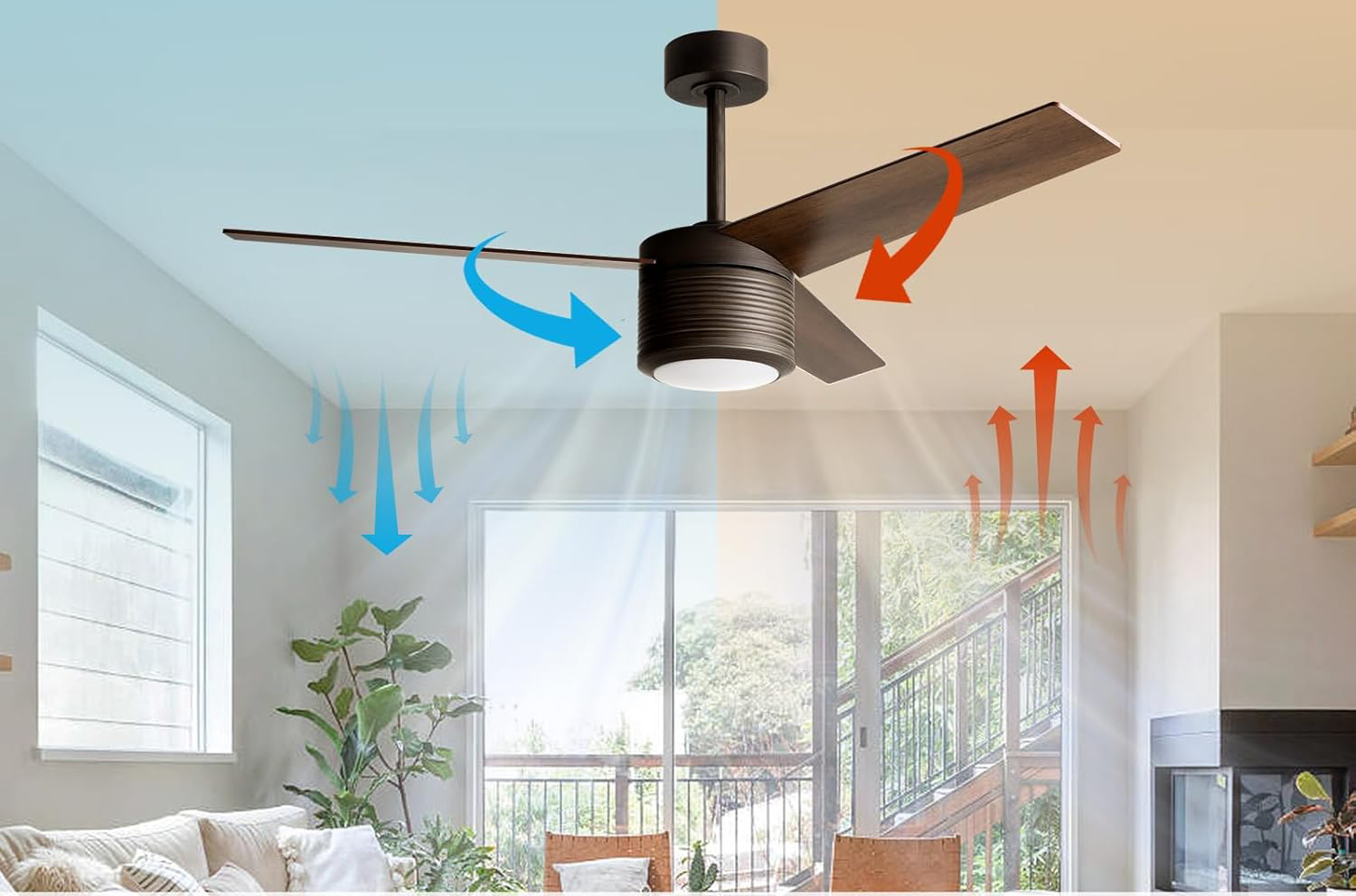 Wentylator sufitowy Reiga cichy 52 cale LED 3 łopaty z pilotem