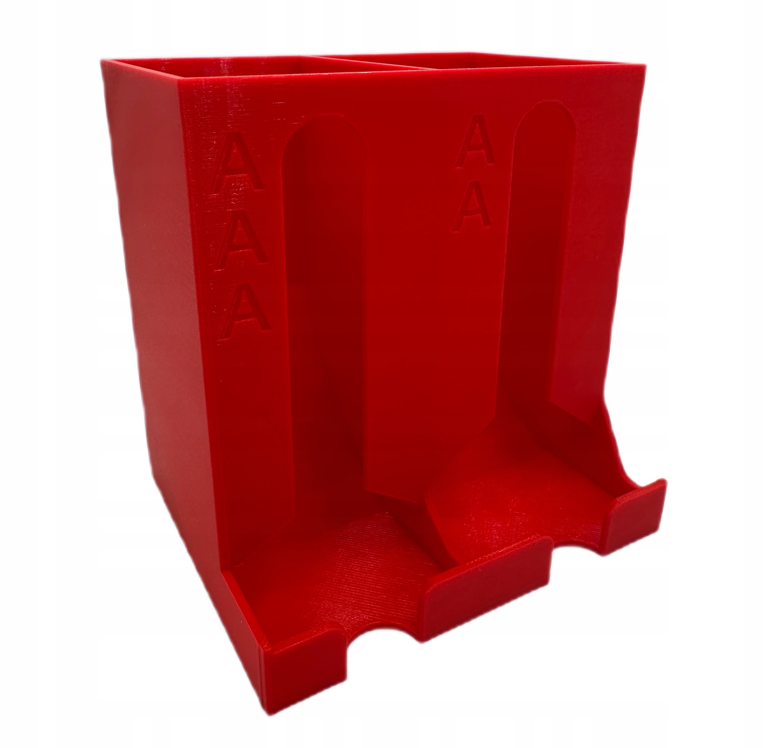 ORGANIZER NA BATERIE AA i AAA PODWÓJNY POJEMNIK KOSZYK CZERWONY