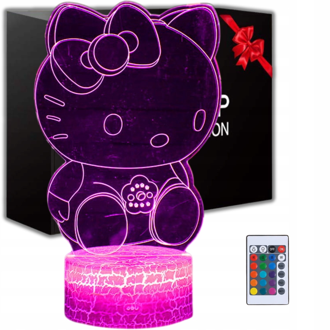 LAMPKA NOCNA HELLO KITTY 3D DLA DZIECI BIURKO BAJKA LED 7 KOLOR USB + PILOT