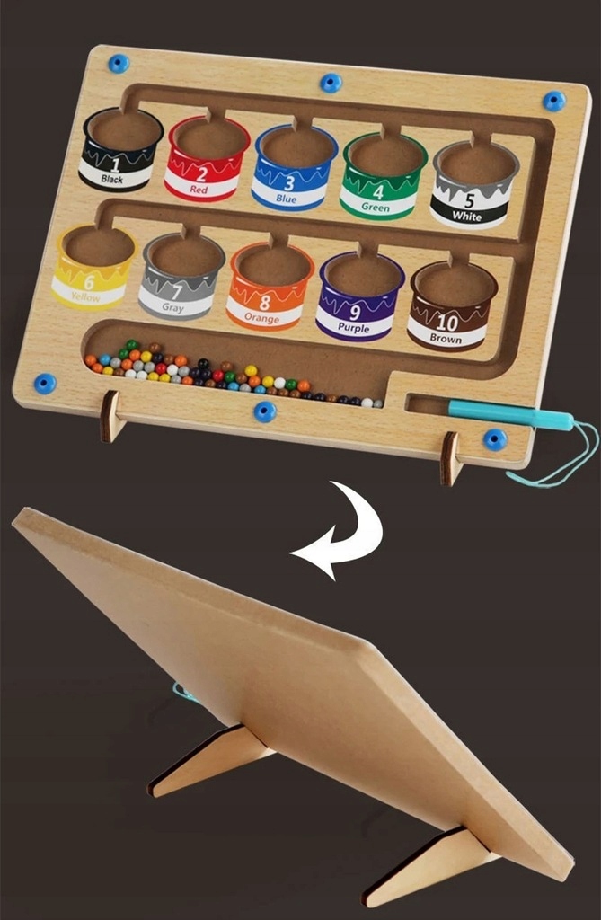TABLICA MAGNETYCZNA LABIRYNT KULKI LICZBY SORTER MONTESSORI DO DZIECI
