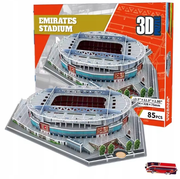 PUZZLE 3D STADION PIŁKARSKI EMIRATES STADIUM ARSENAL LONDYN 85 ELEMENTÓW