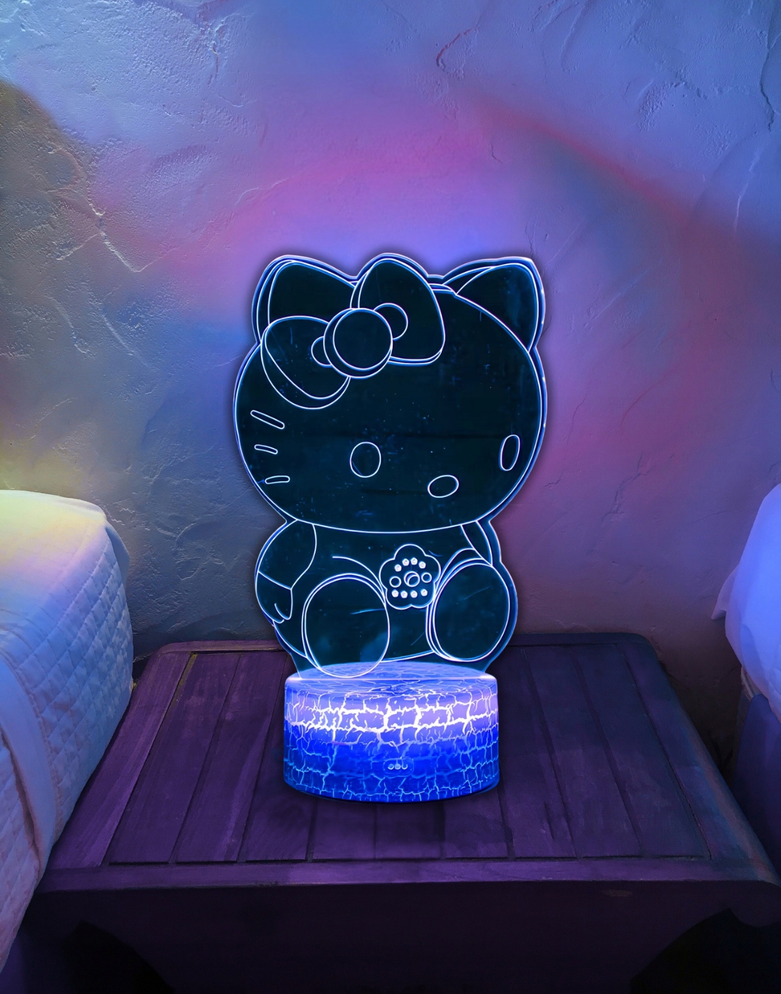 LAMPKA NOCNA HELLO KITTY 3D DLA DZIECI BIURKO BAJKA LED 7 KOLOR USB + PILOT