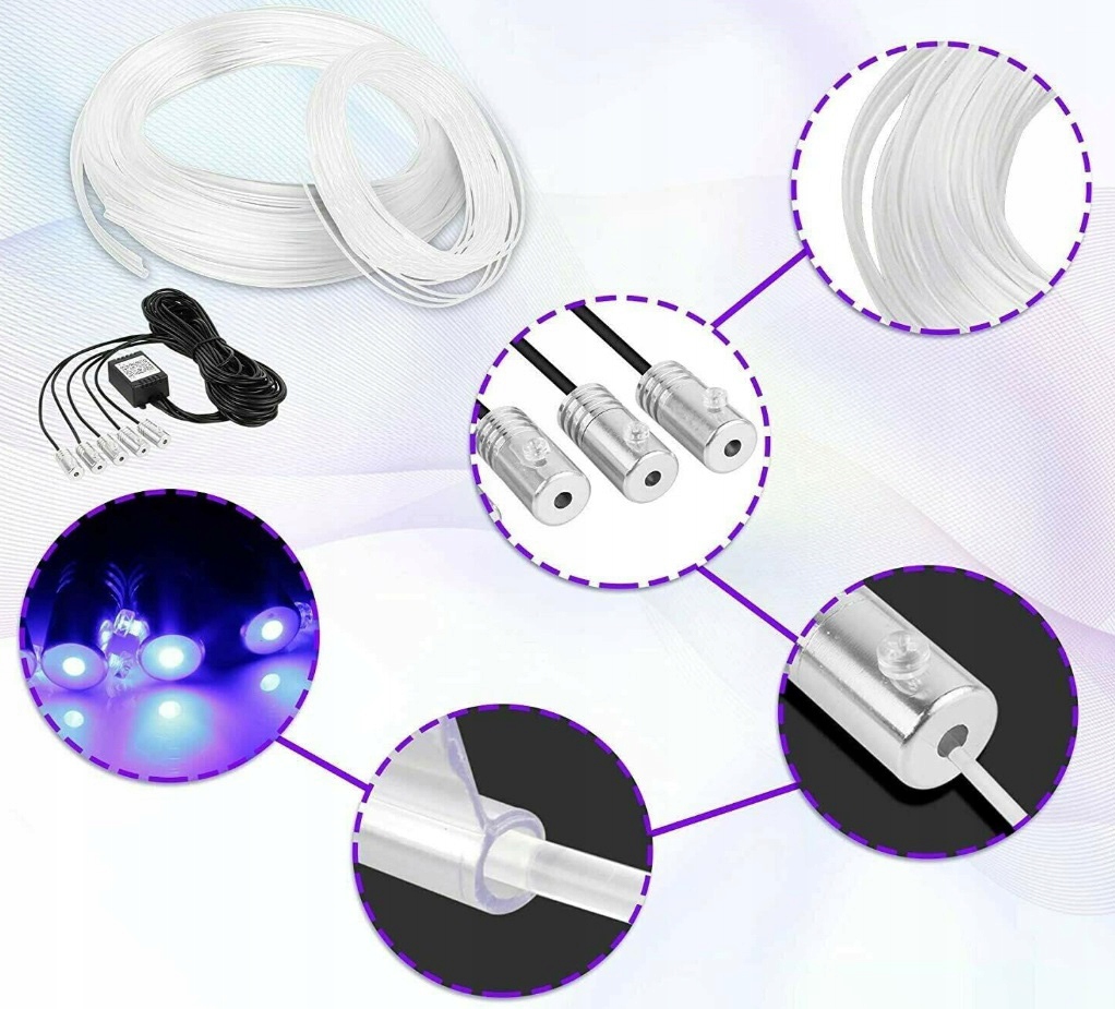 OŚWIETLENIE LED ZESTAW DO AUTA PASEK TAŚMA 6M RGB KOLOROWA DO SAMOCHODU