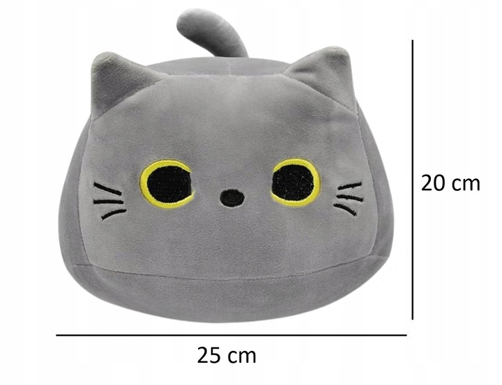 MIĘKKI OKRĄGŁY KOTEK PODUSZKA MASKOTKA PLUSZAK DLA DZIECI ROZMIAR S 25cm