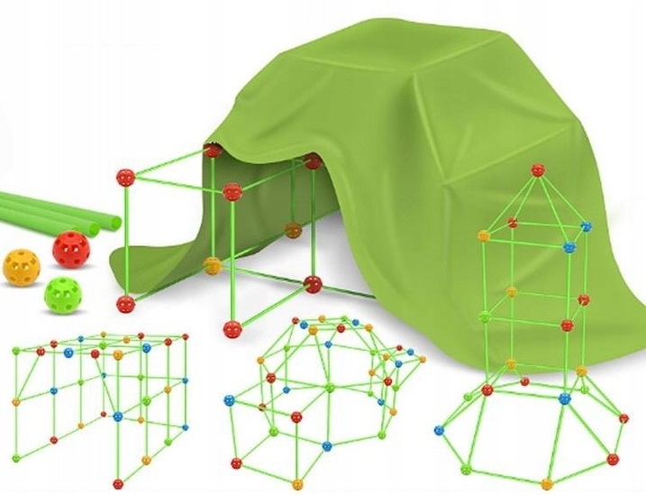 KLOCKI DO BUDOWANIA BAZY ZESTAW XXL FORTÓW DLA DZIECI NAMIOT 120 ELEMENTÓW