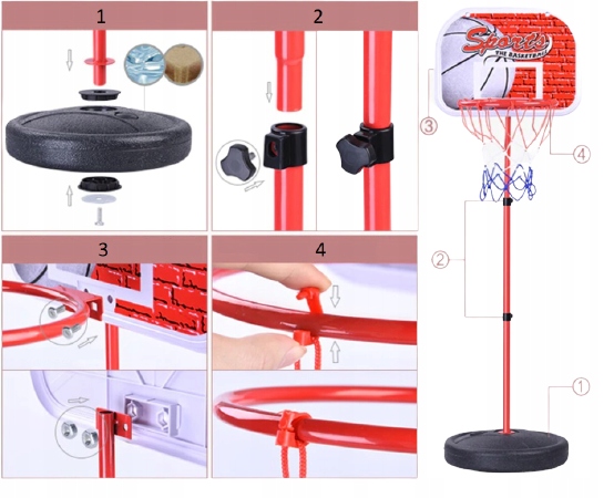 ZESTAW DO KOSZYKÓWKI DLA DZIECI 171 CM KOSZYKÓWKA TARCZA KOSZ PIŁKA