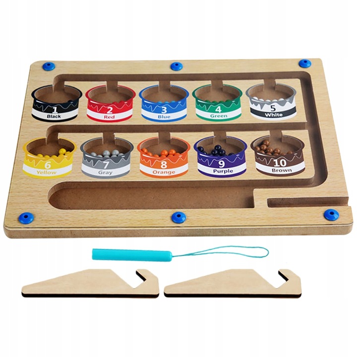 TABLICA MAGNETYCZNA LABIRYNT KULKI LICZBY SORTER MONTESSORI DO DZIECI