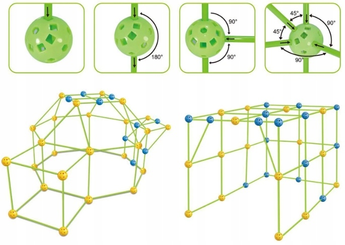 KLOCKI DO BUDOWANIA BAZY ZESTAW XXL FORTÓW DLA DZIECI NAMIOT 120 ELEMENTÓW