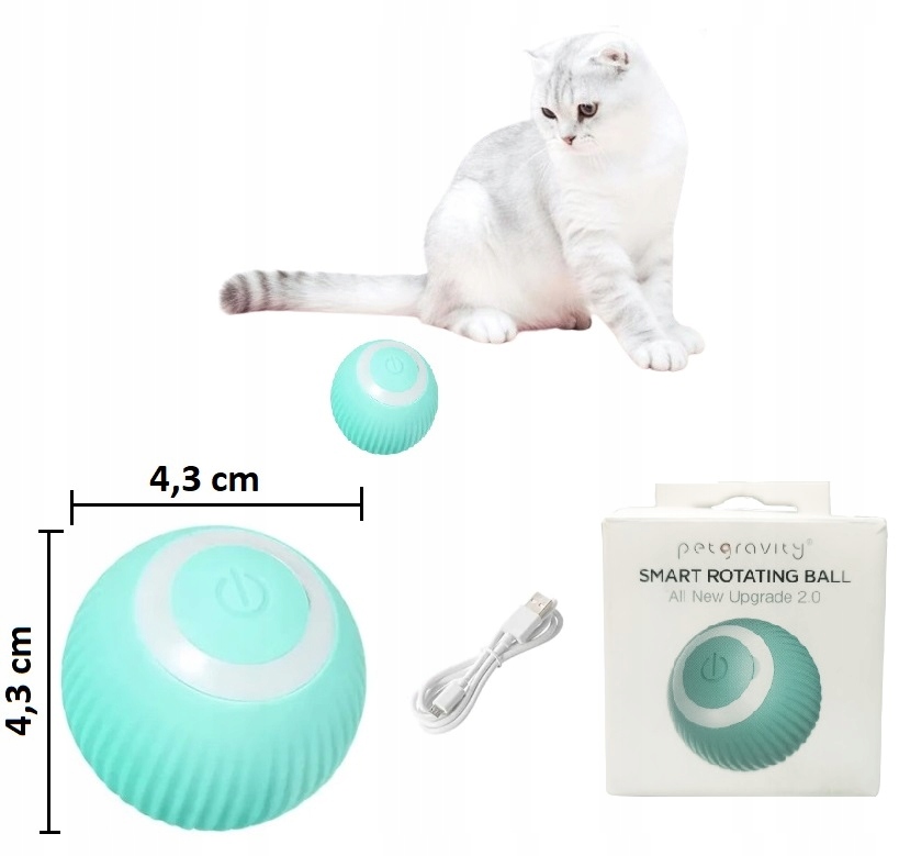INTERAKTYWNA PIŁKA DLA KOTA INTELIGENTNA ZABAWKA DLA KOTÓW USB FD-07