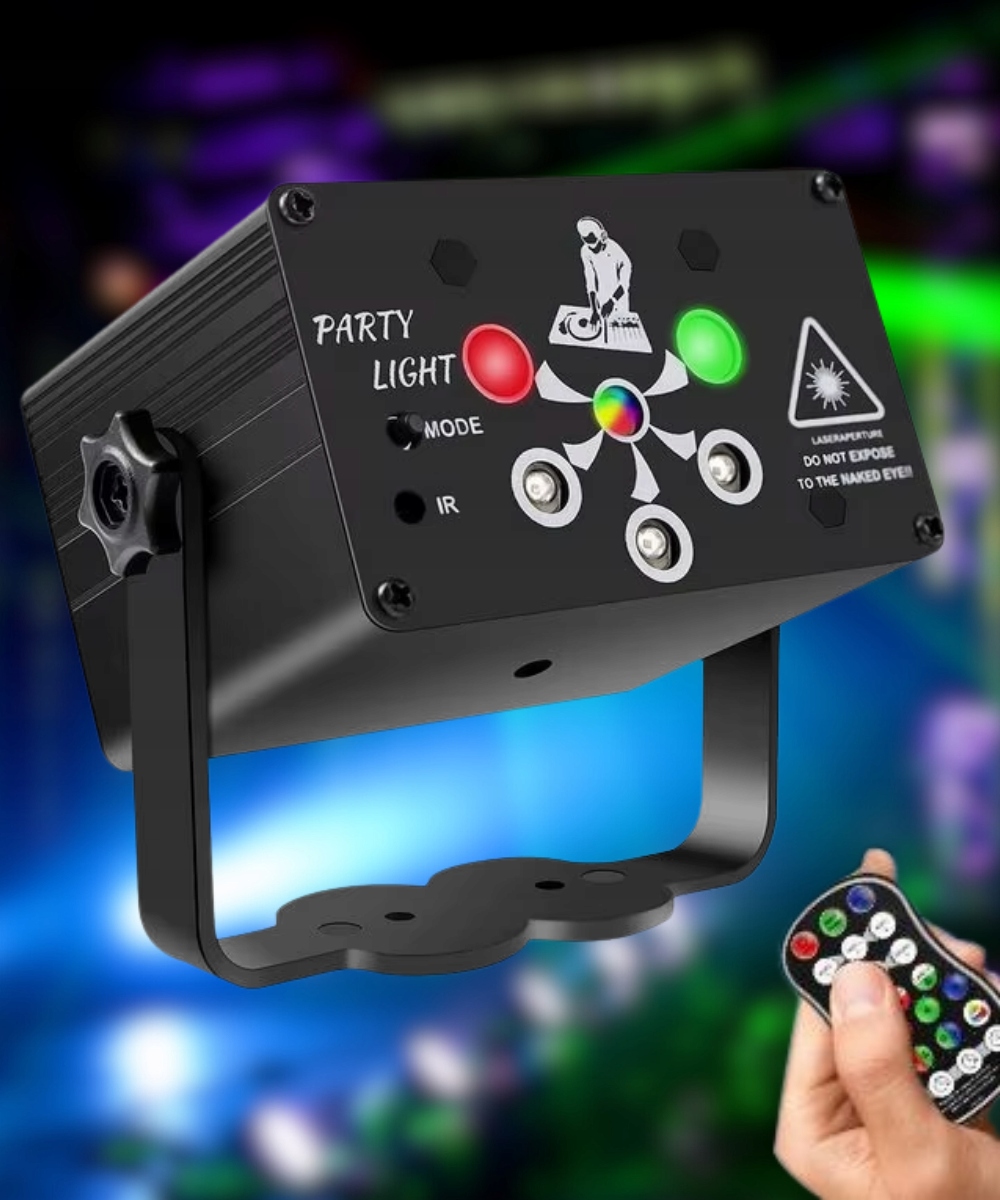 LASER PROJEKTOR 6HOLE DYSKOTEKOWY + PILOT IMPREZĘ DISCO REFLEKTOR KULA STRO