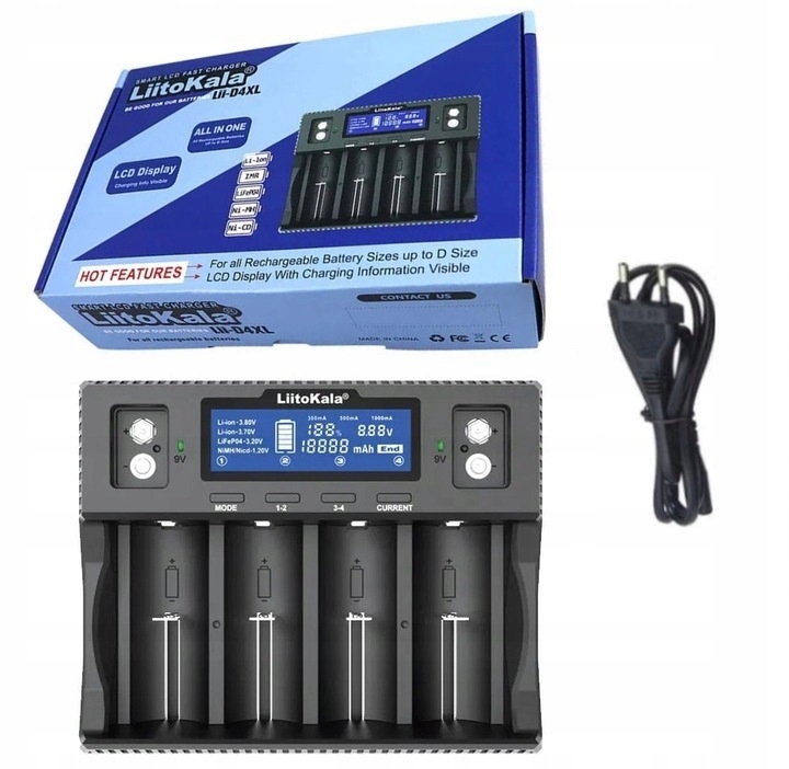 LiitoKala Lii-D4XL UNIWERSALNA ŁADOWARKA OGNIW AKUMULATORÓW Li-Io AAA 18650