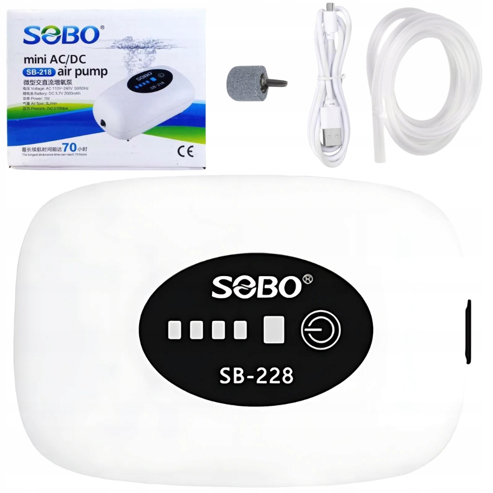 POMPKA TLENU DO AKWARIUM MOCNA CICHA NAPOWIETRZACZ 50 LITRÓW USB AKUMULATOR