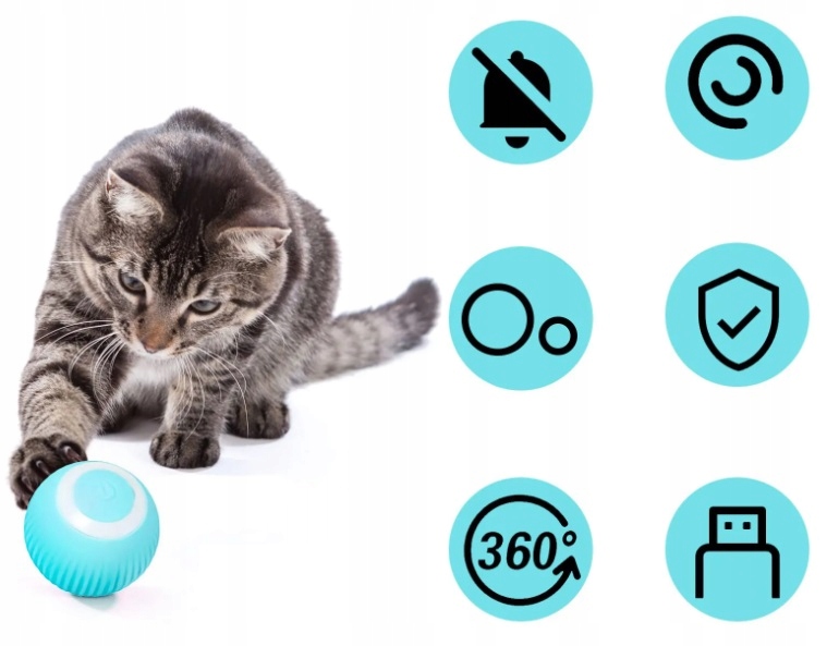 INTERAKTYWNA PIŁKA DLA KOTA INTELIGENTNA ZABAWKA DLA KOTÓW USB FD-07