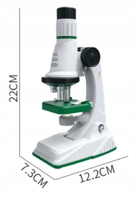 MIKROSKOP EDUKACYJNY ŚWIATŁO LED ZOOM 200X 600X 1200X ZESTAW + 12 PRÓBEK
