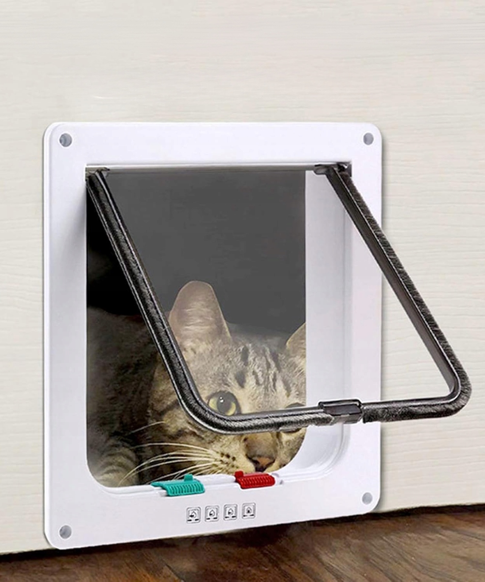 DRZWI Z KLAPĄ DLA PSA KOTA DRZWICZKI WAHADŁOWE KLAPA 4 SPOSOBY L BIAŁE