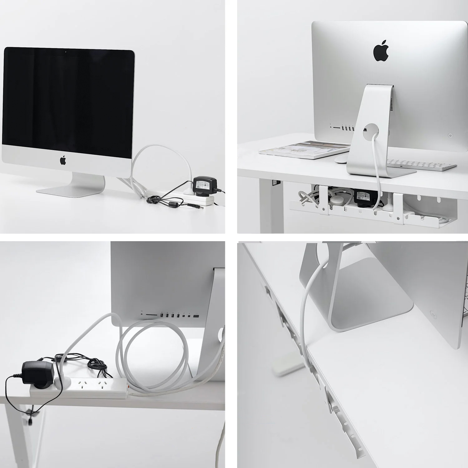 ORGANIZER MASKOWNICA NA PRZEWODY KABLE PÓŁKA BIUROWY METALOWY BLAT BIURKO 3