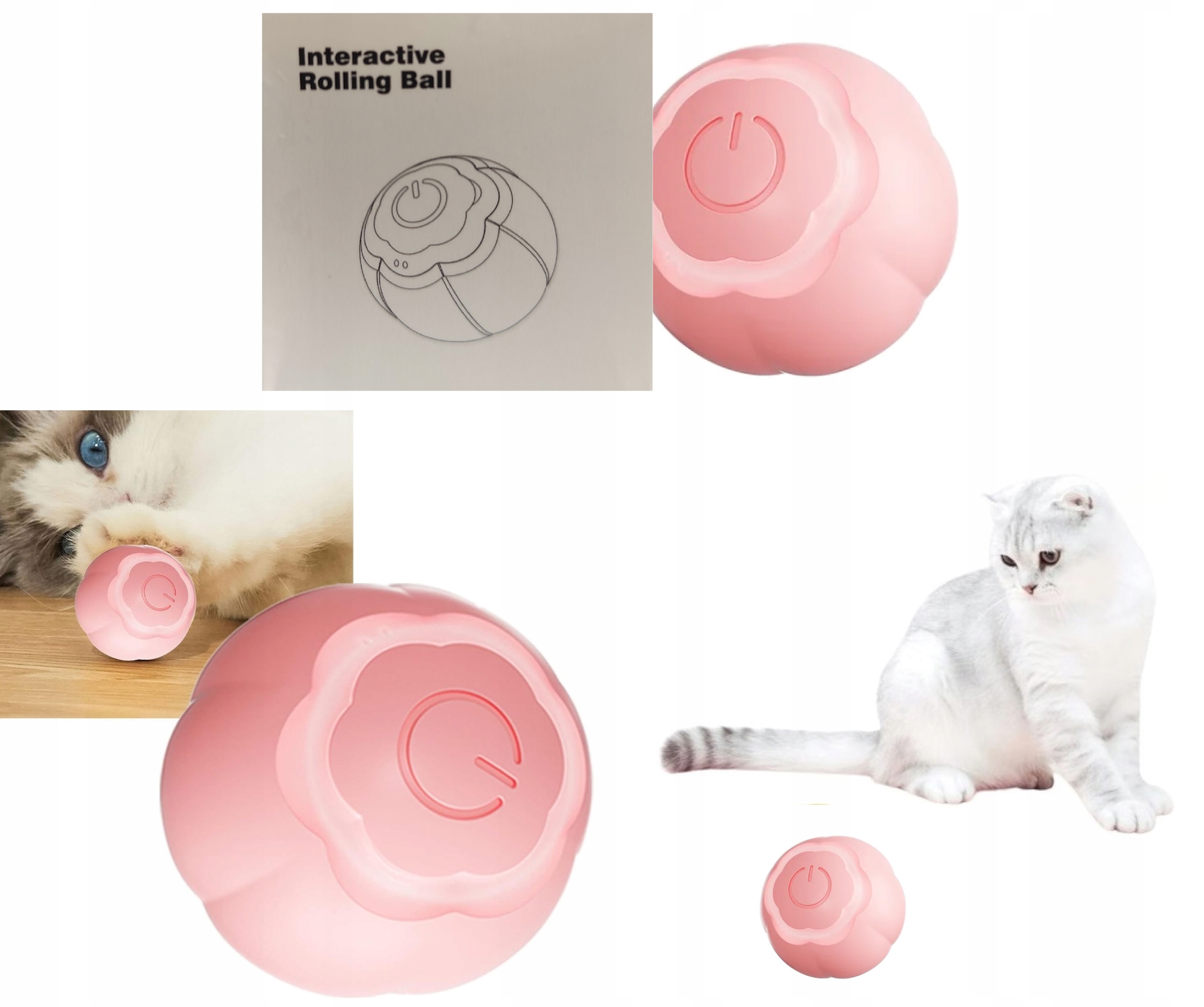 INTELIGENTNA PIŁKA DLA KOTA KOTÓW INTERAKTYWNA UCIEKAJĄCA ZABAWKA USB