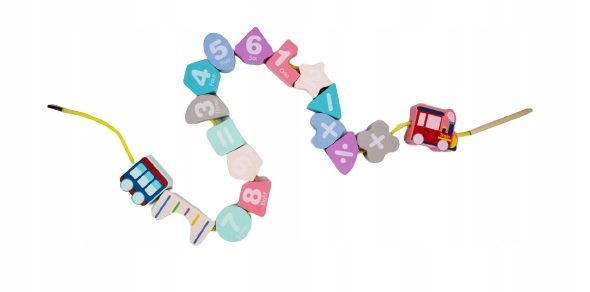 POCIĄG NAWLEKANY UKŁADANKA CYFRY ZESTAW DREWNIANY MONTESSORI DZIECI