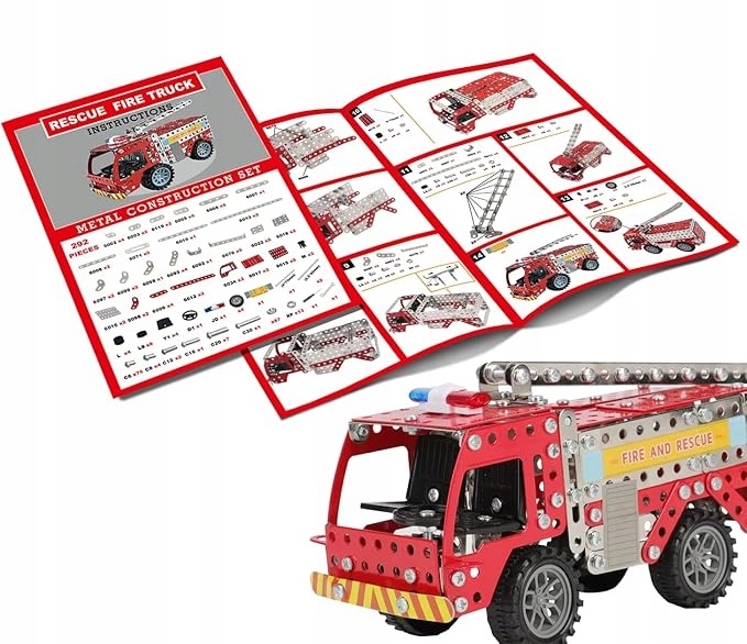 STRAŻ POŻARNA WÓZ STRAŻACKI MODEL DO SKŁADANIA DIY MAŁY KONSTRUKTOR 292 el