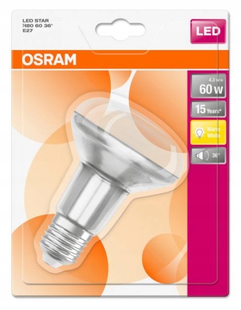 ŻARÓWKA LED Osram E27 4.3W 345lm 670cd 2700K R80