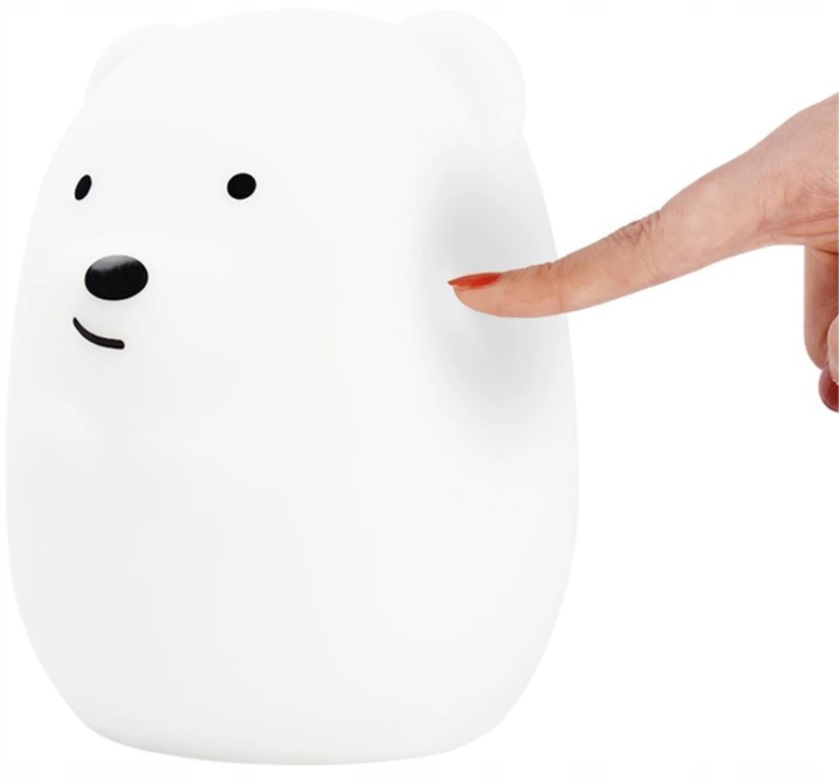 LAMPKA NOCNA XL DLA DZIECI MIŚ MIĘKKI SILIKON KOLOROWA RGB LED USB + PILOT