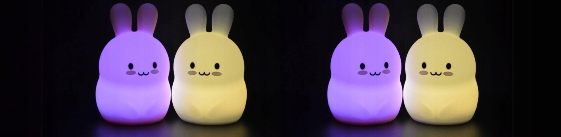 LAMPKA NOCNA XL DLA DZIECI KRÓLIK SILIKON KOLOROWA RGB LED USB + PILOT