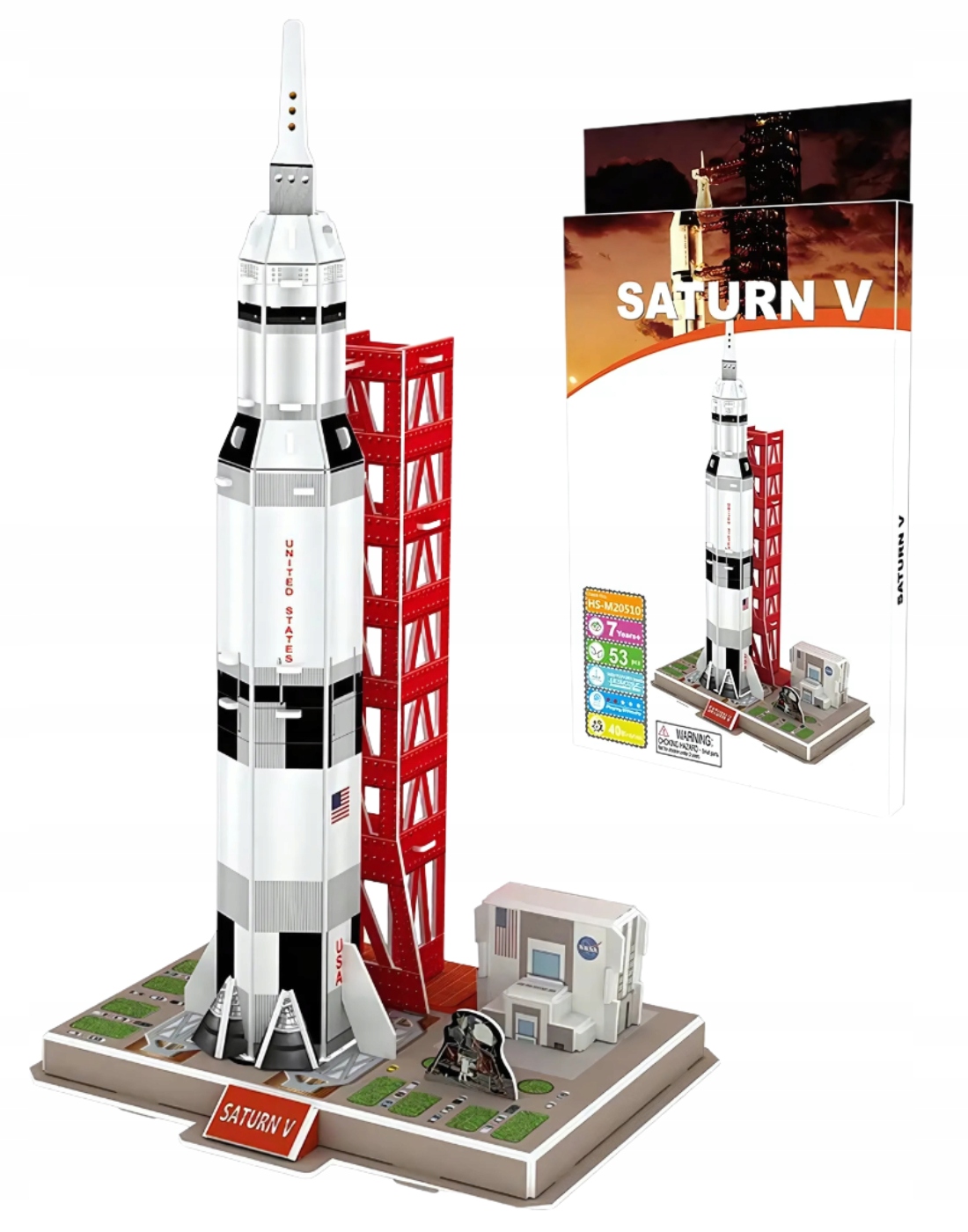 PUZZLE 3D RAKIETA KOSMICZNA SATURN V APOLLO MODEL 3D DLA DZIECI 53 ELEMENTY