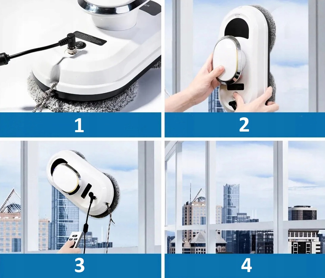 INTELIGENTNY ROBOT DO MYCIA SZYB OKIEN LUSTER AUTOMATYCZNA MYJKA ZESTAW