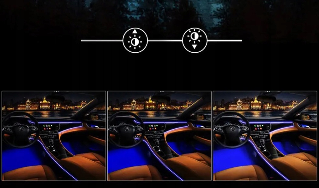 OŚWIETLENIE LED ZESTAW DO AUTA PASEK TAŚMA 6M RGB KOLOROWA DO SAMOCHODU