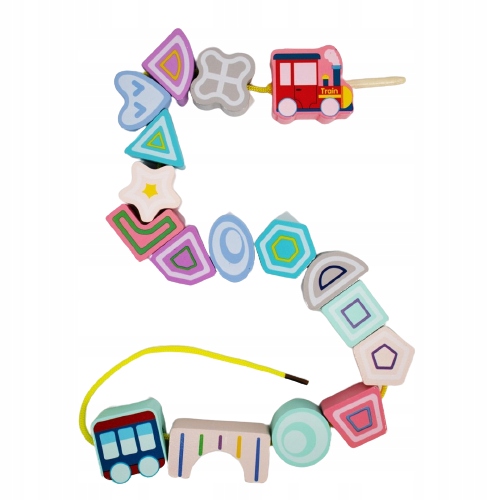 POCIĄG NAWLEKANY UKŁADANKA CYFRY ZESTAW DREWNIANY MONTESSORI DZIECI