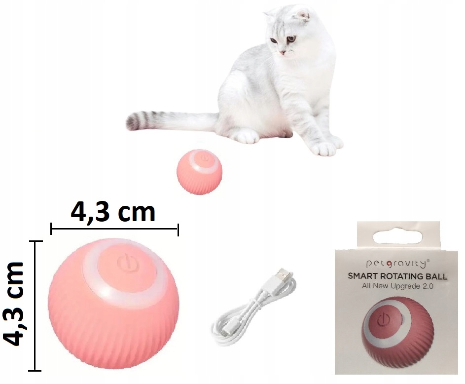 INTERAKTYWNA PIŁKA DLA KOTA INTELIGENTNA ZABAWKA DLA KOTÓW USB FD-07
