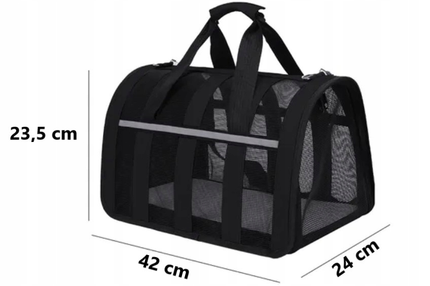 DUŻA SOLIDNA TORBA PODRÓŻNA TRANSPORTER DO KOTA PSA KRÓLIKA ZWIERZĄT CZARNA
