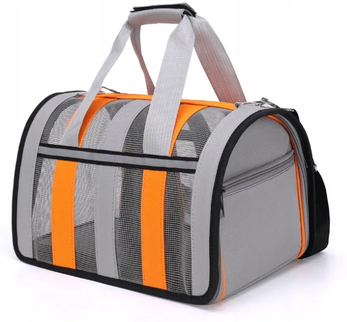 DUŻA SOLIDNA TORBA PODRÓŻNA TRANSPORTER DO KOTA PSA KRÓLIKA ZWIERZĄT SZARA