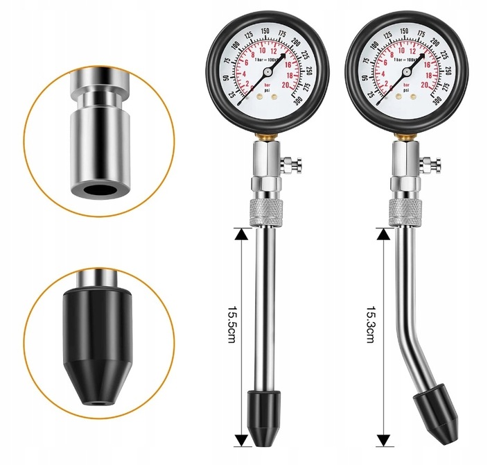 MIERNIK POZIOMU KOMPRESJI TESTER CIŚNIENIA SPRĘŻENIA BENZYNA 0-20 BAR