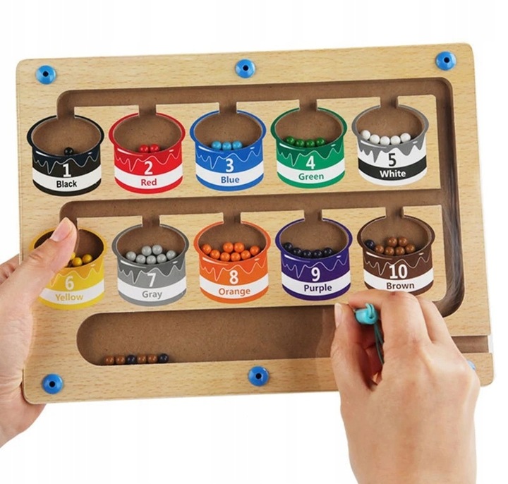 TABLICA MAGNETYCZNA LABIRYNT KULKI LICZBY SORTER MONTESSORI DO DZIECI